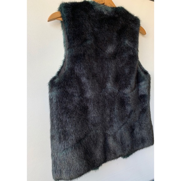 COPY - Small, Club Monaco, teal green faux fur vest - Picture 5 of 12